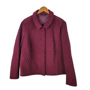 Briggs New York Corduroy Quilted Coat Jacket Plus Size 24W Pinwhale Burgundy Red